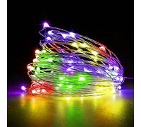 Jsdoin - Guirlande lumineuse 50 LED et à piles en fil de cuivre pour éclairage intérieur et extérieur, chambre, décoration de mariage, fête, Noël, décoration d'arbre (Multicolore, 2 Pcs 5m50leds)