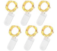 Jsdoin Guirlande Lumineuse à Piles, Lot de 6 Pièce Fée Chaîne Lumières 2m 20 LEDs Guirlande en Cuivre Étanche pour Décoration Anniversaire, Fête, Mariage, Noël, Pelouse(Blanc Chaud)