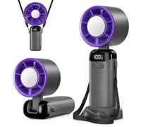 Jsdoin Petit Mini Ventilateur Portable, Mini Ventilateur à main usb Portatif Portable Rechargeable avec 5 vitesses écran LED pour la maison, bureau, chambre à coucher, voyages en plein air