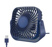 Jsdoin Petit ventilateur USB de bureau personnel - 3 vitesses - Rotation à 360° - Vent fort - Petit et puissant - Pour bureau, maison, extérieur (Bleu)