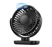 Jsdoin Ventilateur de Bureau USB Silencieux, Mini Ventilateur de Table Portable avec Batterie 5000mAh et Affichage LED, 4 Vitesses, Oscillant à 360° Automatique, Charge Rapide USB C pour