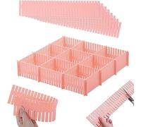 JSF Grille Tiroir Diviseurs, 12 Unité(s), Plastique Séparateur Rangement Organisateur Conteneur pour sous-Vêtements Chaussettes - Organiser Tiroir - 32,4 x 7cm (Rose)
