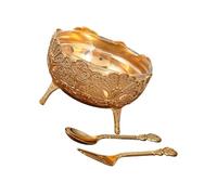 JSGHGDF Ensemble de bols à dessert pratiques en verre avec cuillère et fourchette assorties pour crème glacée, collations, apéritif, bol de service en métal