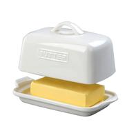 JSHKY Beurrier à grande contenance, adapté pour 500 g et 250 g de beurre | Plat à beurre blanc avec couvercle, récipient à beurre à poser sur le plan de travail
