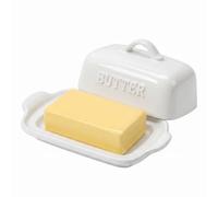 JSHKY Beurrier en porcelaine avec couvercle pour bloc de beurre de 250 g. | Idéal comme cadeau pour une pendaison de crémaillère, la fête des mères et Noël.
