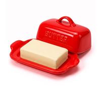 JSHKY Beurrier en porcelaine avec couvercle pour bloc de beurre de 250 g. | Idéal comme cadeau pour une pendaison de crémaillère, la fête des mères et Noël.