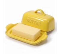 JSHKY Beurrier en porcelaine avec couvercle pour bloc de beurre de 250 g. | Idéal comme cadeau pour une pendaison de crémaillère, la fête des mères et Noël.
