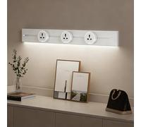 JSMDLN Multiprise longue 40/50/60/80 cm, 8000 W, avec bloc d'alimentation + port de charge USB de type C + lampe détecteur de mouvement, multiprise murale pour cuisine et salon, blanc, 40 cm