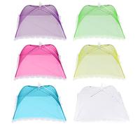 JSMTKJ Cloche Alimentaire Pliable, 6 Pièces Anti-Mouche Couvercle de Nourriture Tente-Parapluie Anti-Insecte pour Protéger Viandes, Plats et Fruits à Pique-Nique BBQ