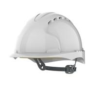 JSP EVO2 Casque de Chantier, Ventilé, Cliquet Coulissant, Léger, Blanc | Coiffe précision réglable pour BTP, génie civil et industrie. Confort léger toute la journée. EN 397.