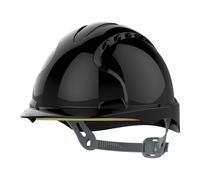 JSP EVO2 Casque de Chantier, Ventilé, Cliquet Coulissant, Léger, Noir | Coiffe précision réglable pour BTP, génie civil et industrie. Confort léger toute la journée. EN 397.