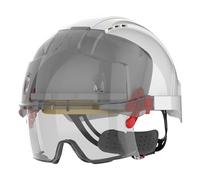 JSP Evo VISTALENS Casque de sécurité avec Lunettes intégrées - Aéré - Blanc/Fumé - Casque Chantier avec visière de Protection pour démolition, Industrie & travaux Routiers - en 397