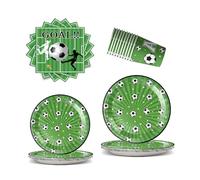 JSRHEEM 50 Pièces Set de Vaisselle Décoration Fête Thème Football - Assiettes, Gobelets et Serviettes pour 10 Personnes - Anniversaire (Football2)