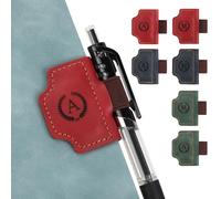 JSRQT Marque-page Magnétique en Cuir avec Porte-stylo, Accessoire Lecture Style Rétro Lettre Initiale,Clip à Page, Cadeau Idéal pour les Amoureux des Livres (Rouge, A)