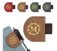 JSRQT Marque-page Magnétique en Cuir avec Porte-stylo, Signet à Lettre Initiale Personnalisé, Clip de Marqueur de Page Nominatif, Cadeaux pour Amateurs de Livres & Lecteurs (Brun, M)
