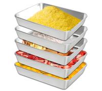 JSUOEO Lot de 5 bols à paner, rectangulaires, en acier inoxydable, 25 x 20 x 5 cm, pour panure, poisson, viande, légumes