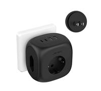 JSVER Adaptateur de Voyage Japon avec 3 Prises et 4 USB, Cube Adaptateur Prise pour Japon Connecteur EU vers Type A pour USA, Chine,Canada,Thaïlande-Noir