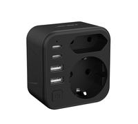 JSVER Adaptateur Prise USA,6 en 1 Adaptateur Voyage France vers USA Canada avec 2 USB A et 2 Type C(17W) et 2 Prise,Type B pour Canada Américaine Mexique Thailande Dominicaine(Noir)