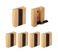JSVER Porte Manteau Mural 6 Pcs Bambou Crochet Pliable Pour Suspendre Écharpes, Sacs à Main et Autres
