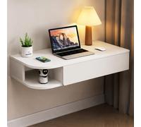 JSWHYBD Bureau Flottant Mural avec tiroirs, Table Console Suspendue en Bois Massif avec Rangement pour Salon, Chambre à Coucher, Bureau et Petits espaces White - B 80cm/31.5in