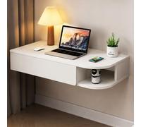 JSWHYBD Bureau Flottant Mural avec tiroirs, Table Console Suspendue en Bois Massif avec Rangement pour Salon, Chambre à Coucher, Bureau et Petits espaces White - A 120cm/47.2in