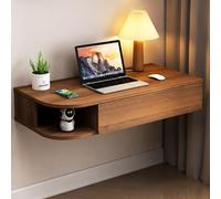 JSWHYBD Bureau Flottant Mural avec tiroirs, Table Console Suspendue en Bois Massif avec Rangement pour Salon, Chambre à Coucher, Bureau et Petits espaces Walnut - B 80cm/31.5in