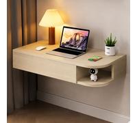 JSWHYBD Bureau Flottant Mural avec tiroirs, Table Console Suspendue en Bois Massif avec Rangement pour Salon, Chambre à Coucher, Bureau et Petits espaces Natural Wood - A 120cm/47.2in