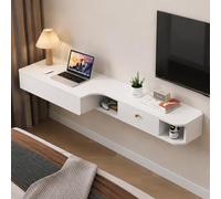 JSWHYBD Bureau TV Flottant de 160 cm, Console Murale avec tiroirs, Meuble multimédia Peu encombrant avec Rangement pour Chambre à Coucher, Salon, Bureau et Petits espaces White - B