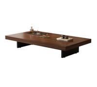 JSWHYBD Table Basse en Bois Massif avec Une Hauteur de Plateau de 35 cm, Table Centrale rectangulaire/carrée en Noyer à Profil Bas pour Le Salon Walnut 100 * 60cm/39.4 * 23.6in