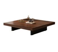JSWHYBD Table Basse en Bois Massif avec Une Hauteur de Plateau de 35 cm, Table Centrale rectangulaire/carrée en Noyer à Profil Bas pour Le Salon Walnut 100 * 100cm/39.4 * 39.4in