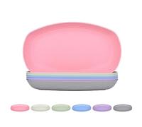 JSYMJSY Lot de 6 assiettes ovales incassables en plastique réutilisables et légères pour cuisine, fête, camping, pique-nique, barbecue, camping-car, lave-vaisselle et micro-ondes, multicolore