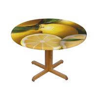 JTKREZ Nappe ronde imprimée citron jaune de 122 cm - Nappe décorative lavable avec bords élastiques pour intérieur et extérieur