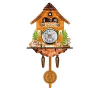 JTLB CM002 Horloge coucou à bascule avec cloche à bascule, pendule, automatique, horloge murale européenne traditionnelle pour la décoration de la maison, plastique + panneau de fibres à densité