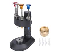 JTLB Outil presseur à 4 broches pour aiguilles de montre, alliage d'aluminium, 4 buses interchangeables pour réparation des aiguilles de montre, axe central précis, manchon d'aiguille renforcé