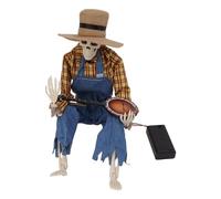 JTLB Statue de Crâne de Cowboy d'halloween, Décor de Guitare Squelette de Simulation de Globe Oculaire Lumineux avec Effet Lumineux pour la Décoration de Bureau (Plaid Jaune)