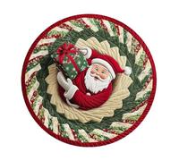 JTQYFI Lot de 2 tapis ronds en polyester antidérapant pour salon, bureau, décoration de fête, tapis de Noël en polyester