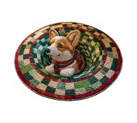 JTQYFI Lot de 2 tapis ronds en polyester antidérapant pour salon, bureau, décoration de fête, tapis de Noël en polyester