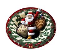 JTQYFI Lot de 2 tapis ronds en polyester antidérapant pour salon, bureau, décoration de fête, tapis de Noël en polyester