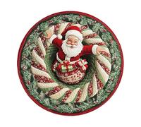 JTQYFI Lot de 2 tapis ronds en polyester antidérapant pour salon, bureau, décoration de fête, tapis de Noël en polyester