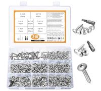 Jttxiu Set de 310 Vis Autoforeuses Torx, Vis Tôle avec Rondelle, Assortiment de Vis à Tête Plate pour Carrosserie, Vis à Bois, Ensemble de Vis Torx pour Meubles et Cloisons Sèches (Couleur Argent)