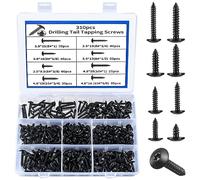 Jttxiu Set de 310 Vis Autoforeuses Torx, Vis Tôle avec Rondelle, Assortiment de Vis à Tête Plate pour Carrosserie, Vis à Bois, Ensemble de Vis Torx pour Meubles et Cloisons Sèches (Noir)