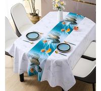 JTZYM Nappe de table ovale élégante en toile cirée facile à nettoyer, en PVC, imperméable, durable, facile d'entretien, pour l'intérieur et l'extérieur, 90 x 150-140 x 220 cm