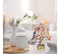 Ju7cer 1 pc Arbre Porte-Monnaie : Base en Cristal Bol à Pièces en Alliage et Diamants, Arbre de Richesse en Pierres Précieuses, Cadeau de Noël Porte-Bonheur, Décoration pour Bureau, Maison et Fêtes, P