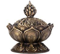 Ju7cer 1 pc Brûle-encens bronze/lotus - Style classique, idéal pour décoration de Noël maison et présentation au sol, porte-encens