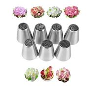JUAKSQZYI Lot de douilles en acier inoxydable pour décoration de gâteaux | Avec 7 douilles de glaçage en forme de fleur, pour glaçage, biscuits, cupcakes