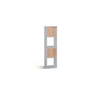 JUANIO Étagère Colonne de Rangement scandinave avec 2 niches Ouvertes et 2 avec Portes Coloris Blanc/Effet Bois à Lattes - Longueur 30 x Largeur 29 x Hauteur 116 cm