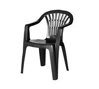 JUANIO Lot 20 Chaise de Jardin empilable en résine Coloris Gris Anthracite-Longueur 57 x Profondeur 57 x Hauteur 80 cm