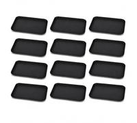 JUANIO Lot de 12 Plateau de Service Rectangulaire Noir Antidérapant Professionnel pour Repas, Café et Restauration-Largeur 36 x Longueur 46cm