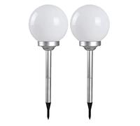 JUANIO Lot de 2 Boule lumineuse solaire pour jardin, lampe LED de jardin, borne solaire, éclairage solaire d'extérieur - Diamètre 25 x Hauteur 67 cm
