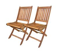 JUANIO Lot de 2 Chaise de Jardin, Chaise d'extérieur, sièges d'extérieur en Bois Coloris Naturel - Longueur 42 x Profondeur 61 x Hauteur 89 cm